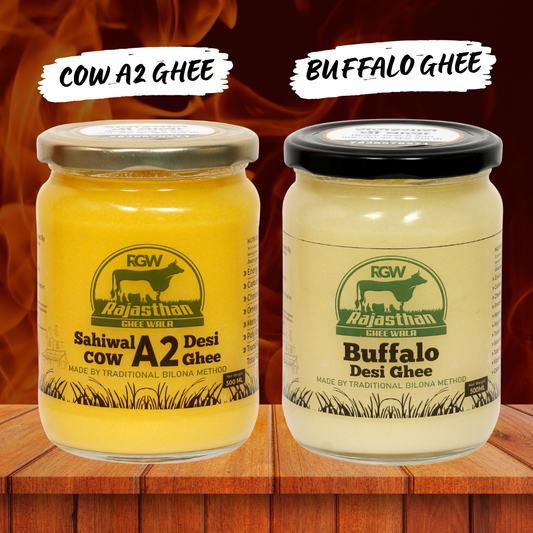 Sahiwal A2 cow & Buffalo Desi Ghee Combo ( Each 500ML)