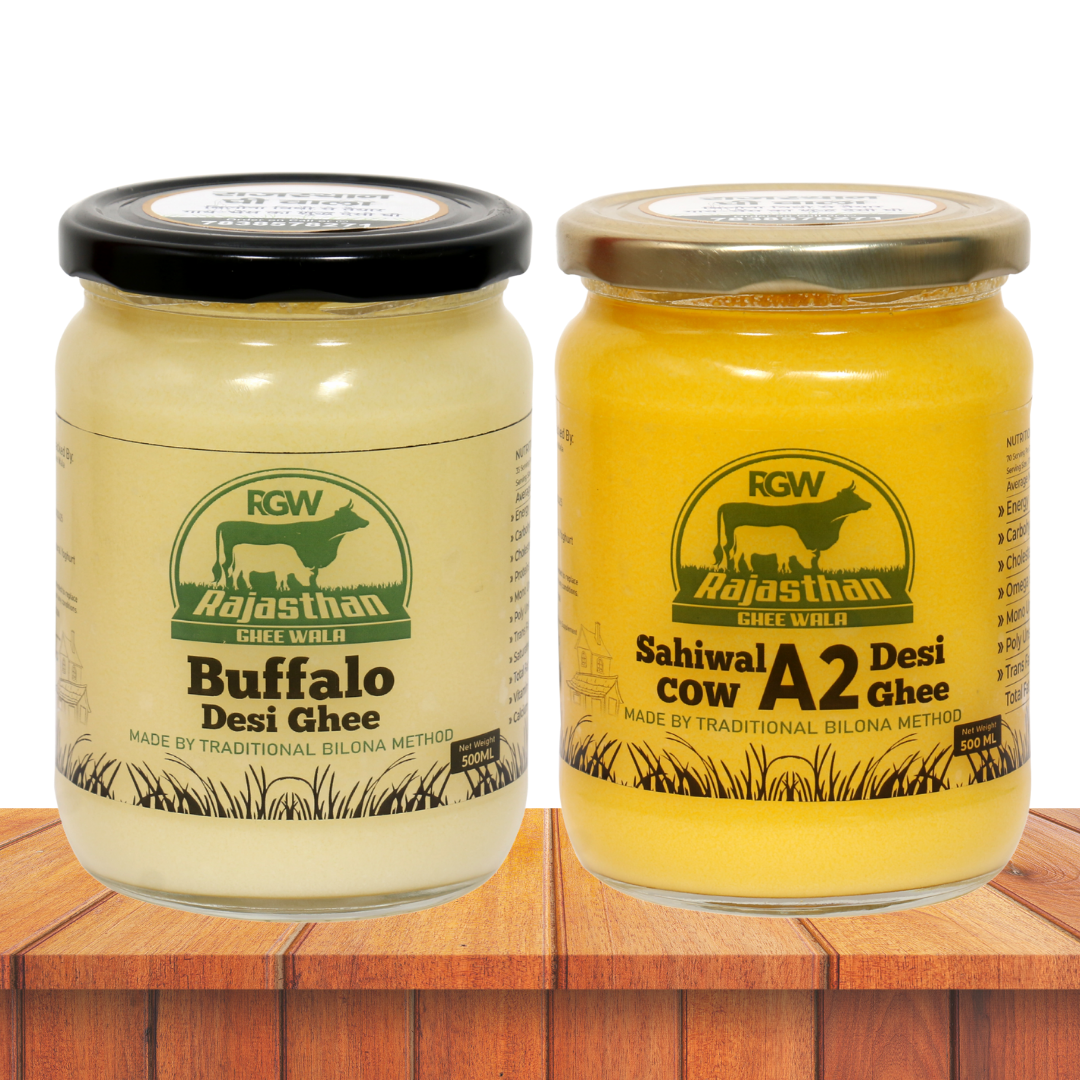 Sahiwal A2 cow & Buffalo Desi Ghee Combo ( Each 500ML)